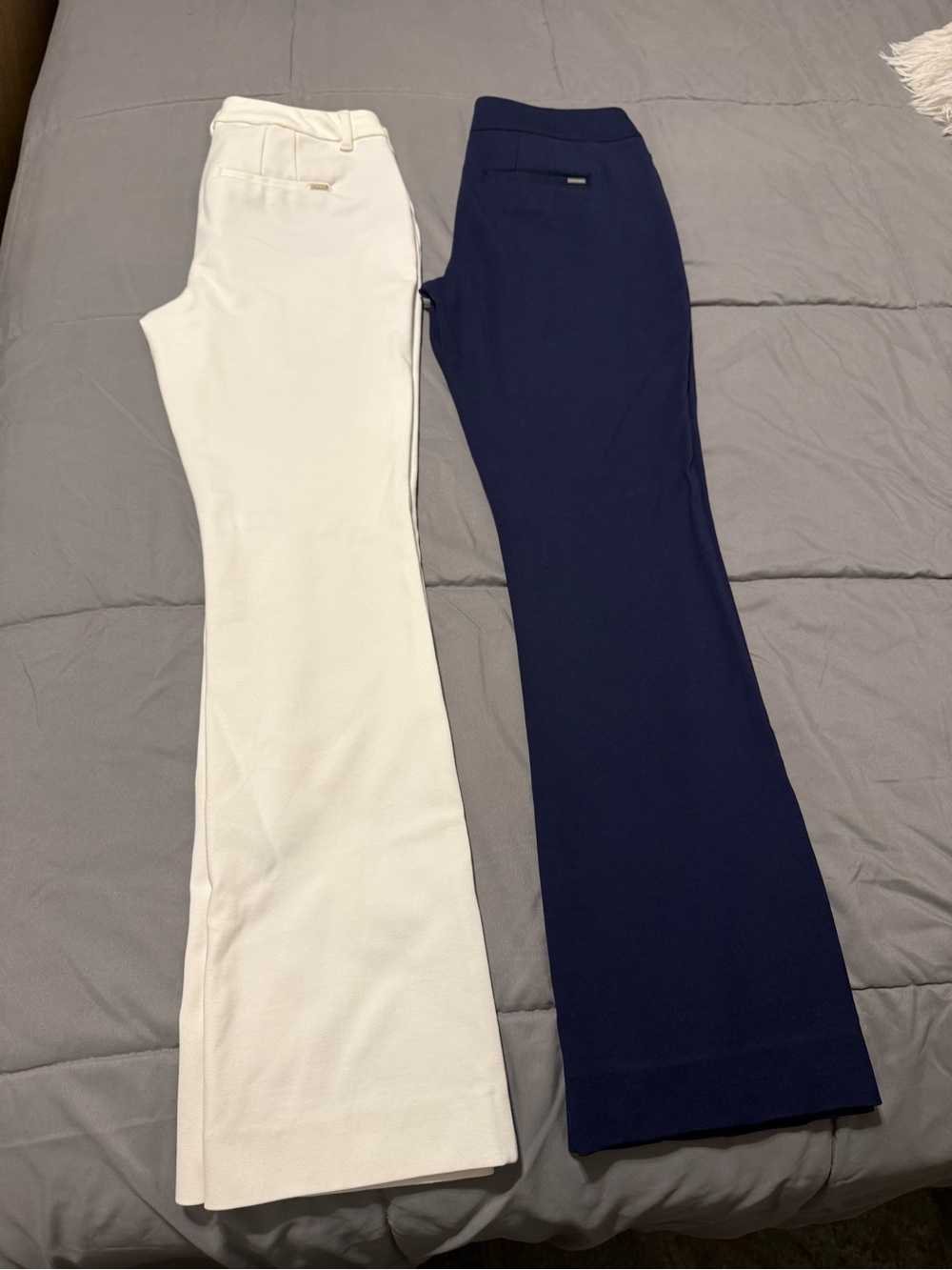 White House Black Market Navy & White Stretch Flare Pants